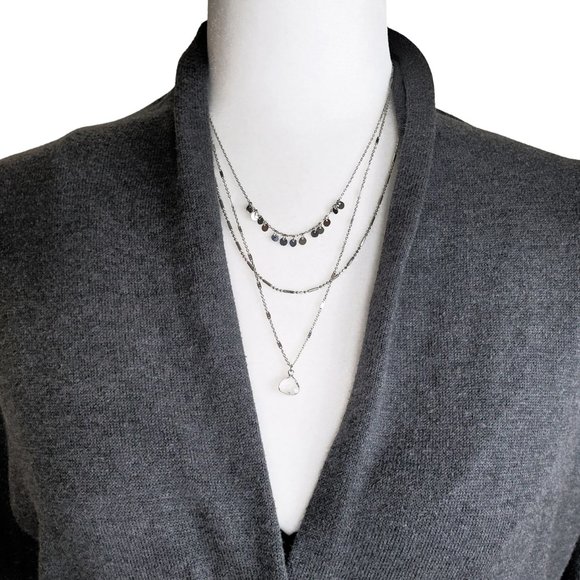 GAP Factory Faux Wrap Long Sleeve Gray V-Neck Sweater Women's Small - Picture 7 of 9